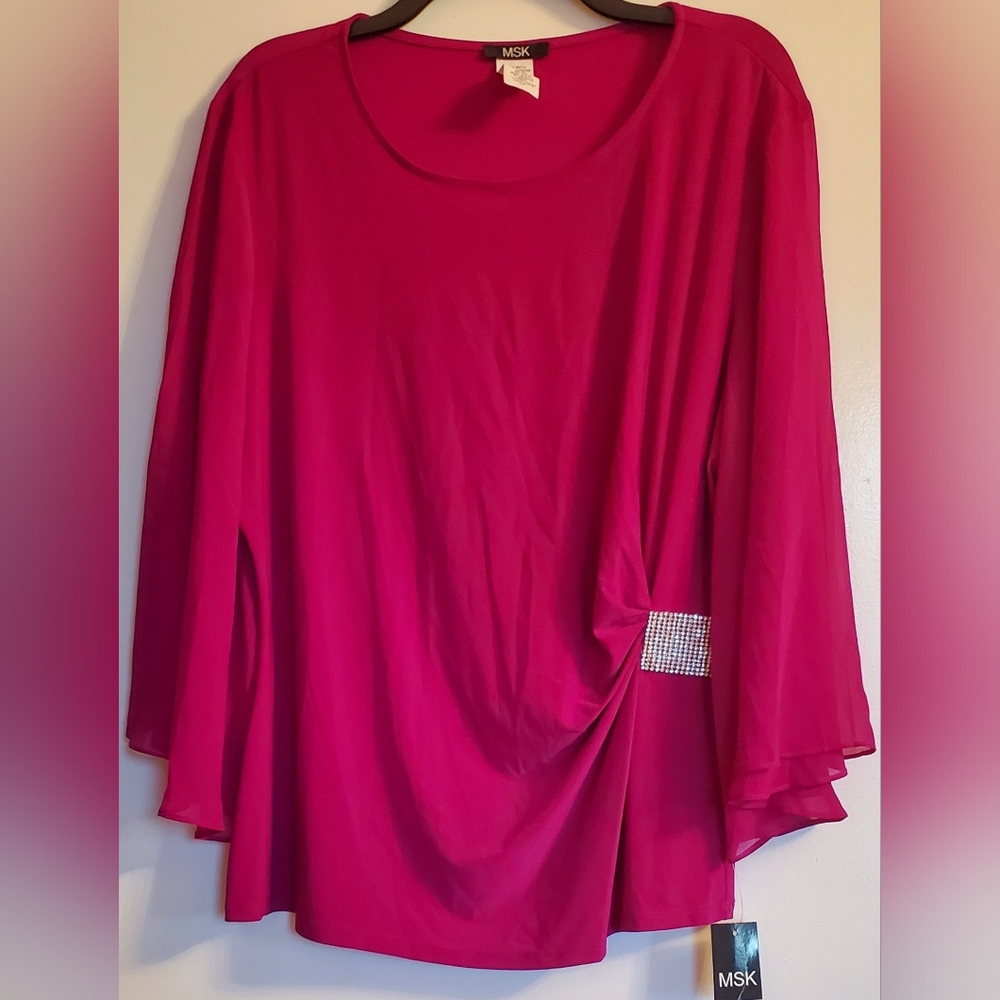 MSK Magenta Stylish Runched  Blouse